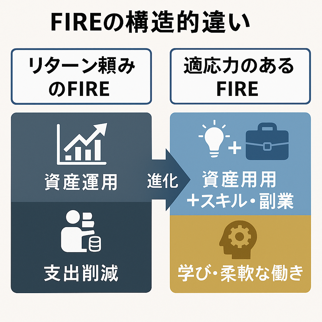 FIREの構造的違い:リターン頼みのFIREと適応力のあるFIREの比較